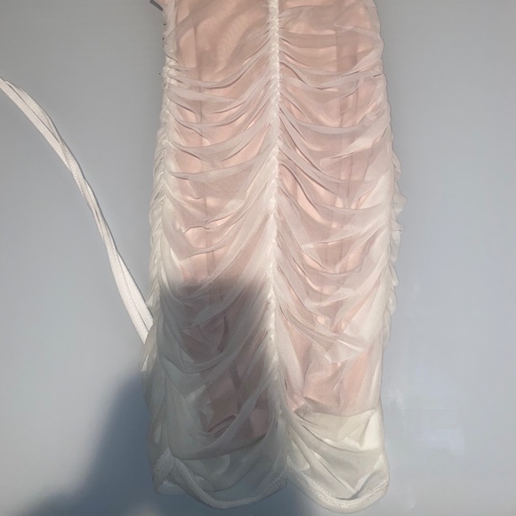 White Ruched Mini Dress - Picture 2 of 2